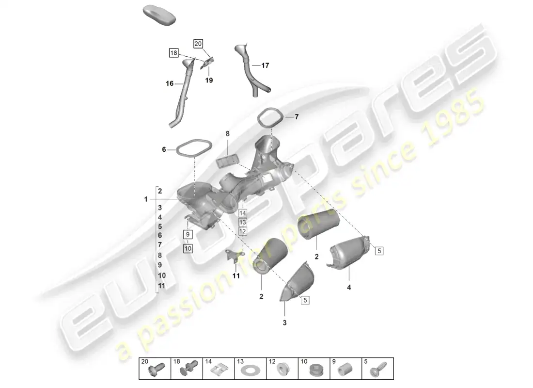 porsche 2022 (992-1 gt3/rs/st) air filter parts diagram