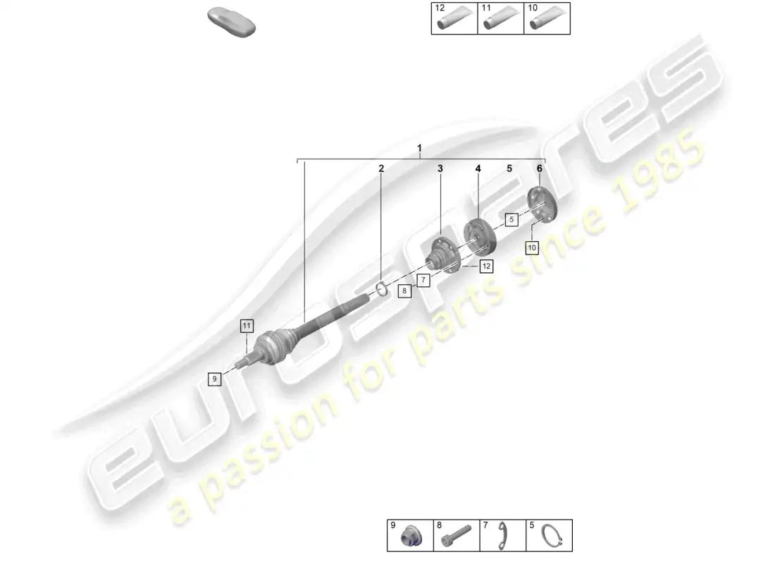 porsche 2021 (992-1 gt3/rs/st) drive shaft parts diagram