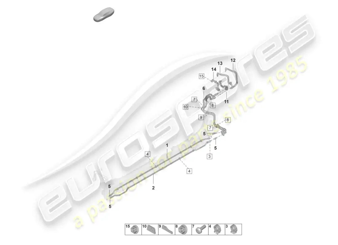 porsche 2020 (taycan 9j1-1) coolant pipe rear parts diagram