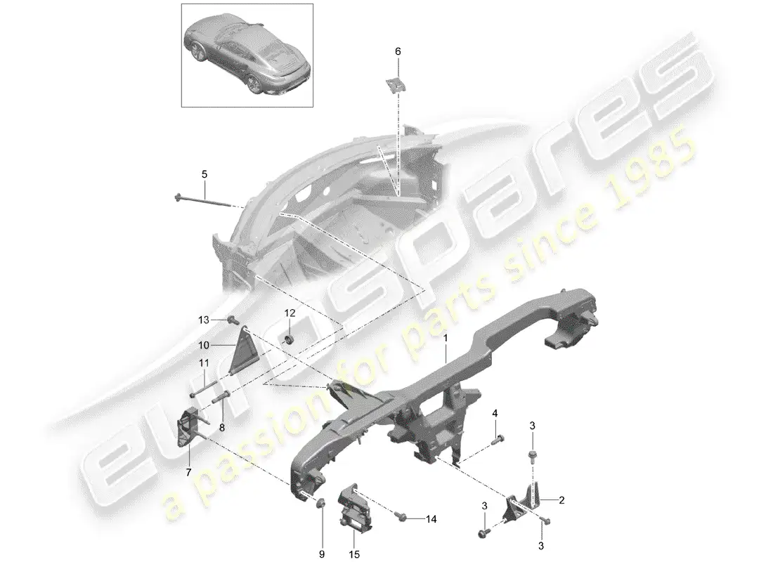 porsche 2018 (991-2 turbo) retaining frame parts diagram