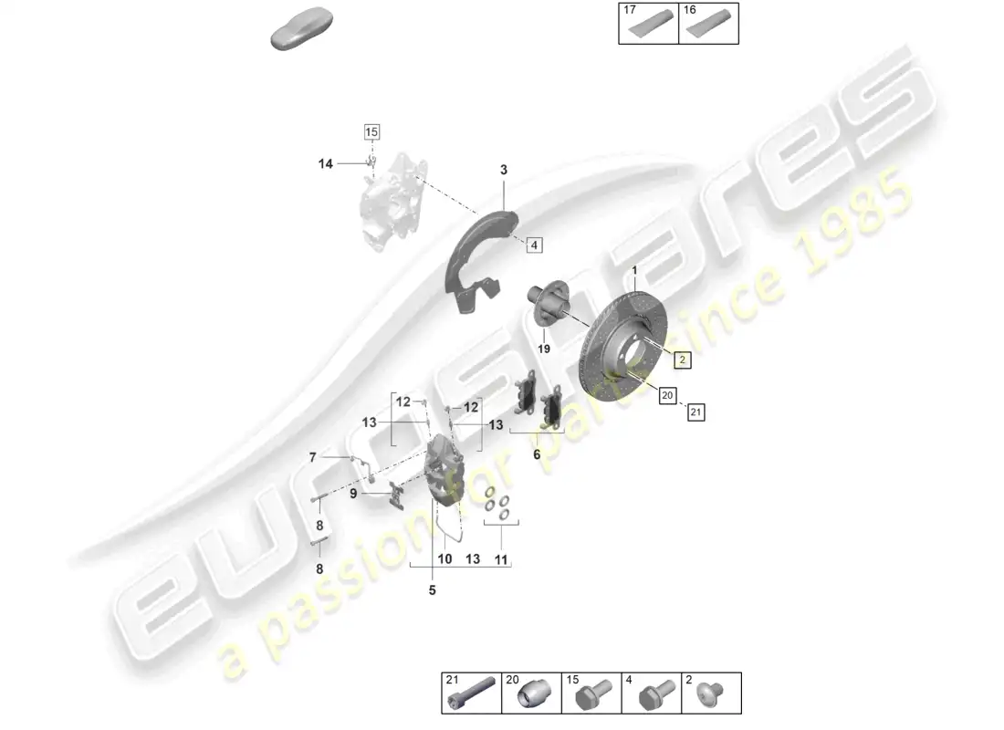 porsche 2024 (992-2 gt3/rs/st) disc brake pccb rear axle part diagram