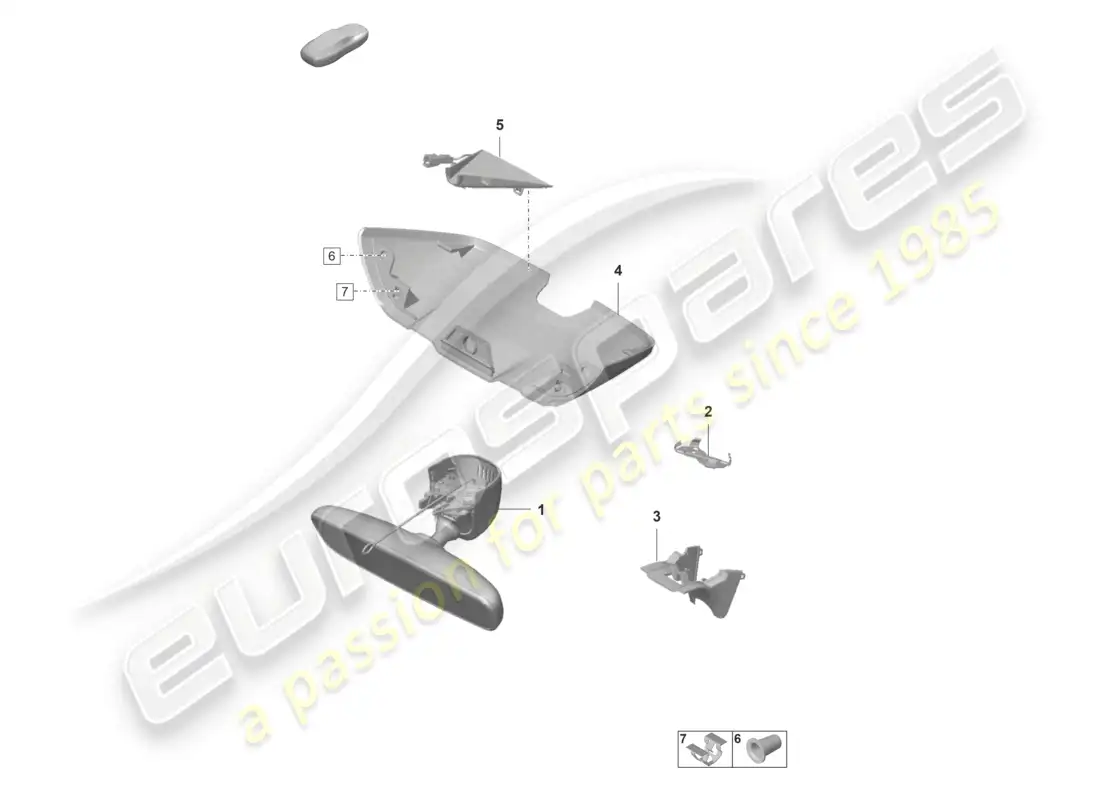 porsche 2026 (taycan 9j1-2) interior mirror cover parts diagram