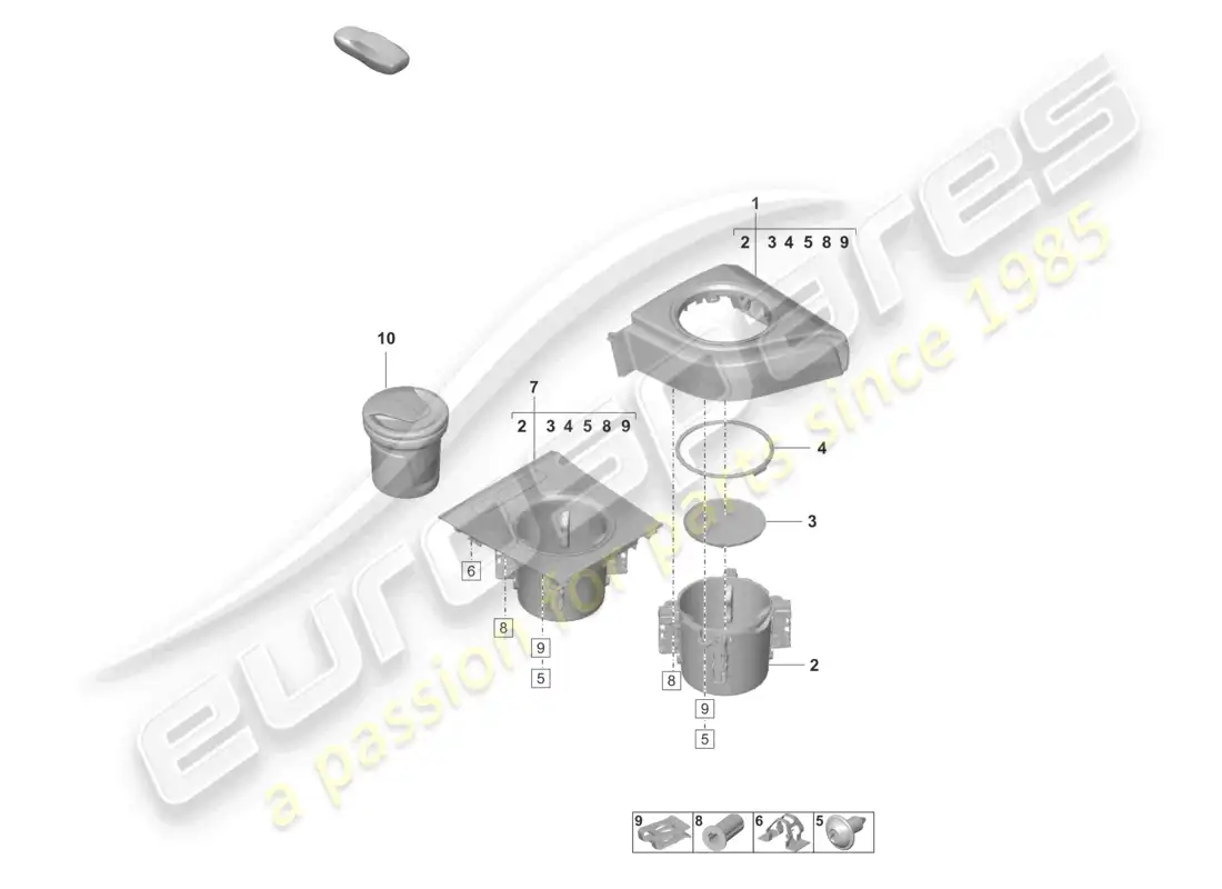 porsche 2026 (taycan 9j1-2) drinks holder ashtray insert centre console parts diagram