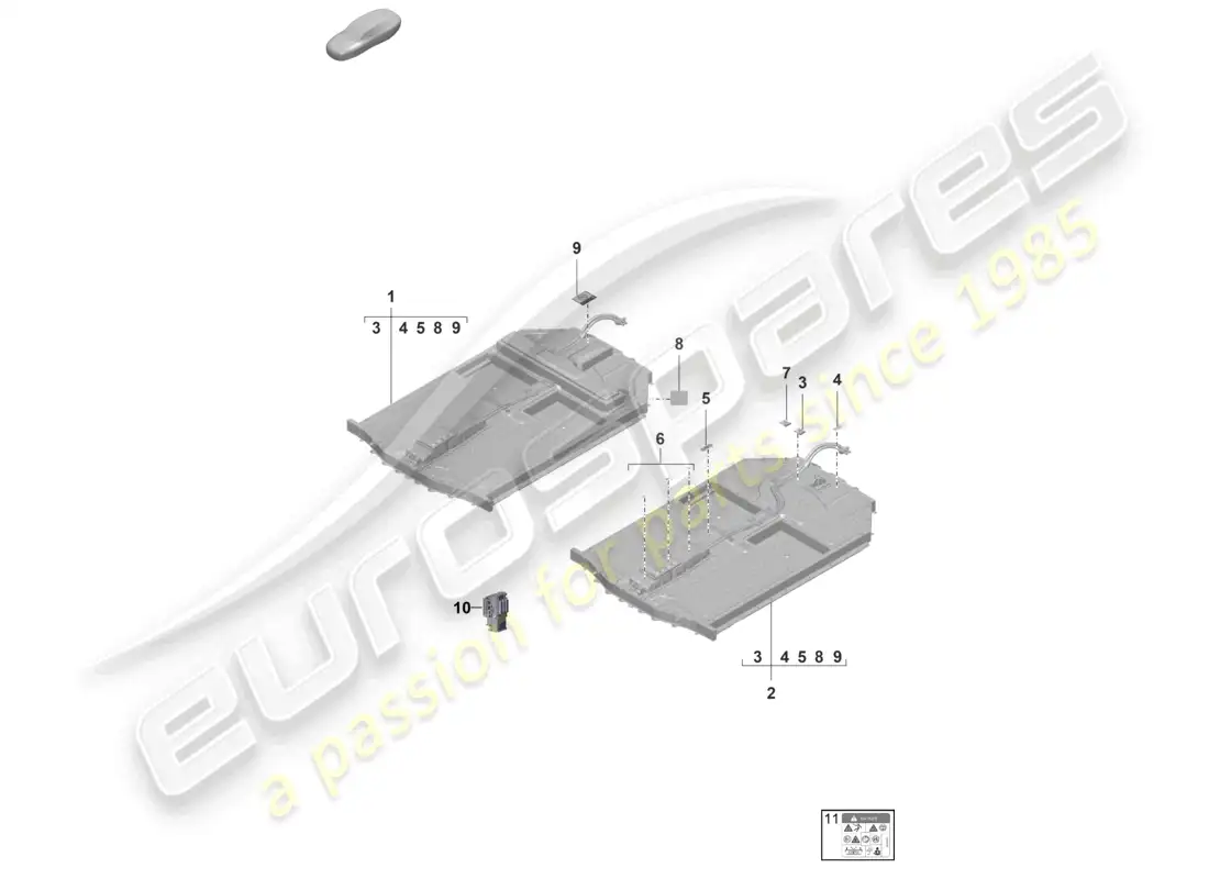 porsche 2022 (taycan 9j1-1) spare battery electric drive notice parts diagram