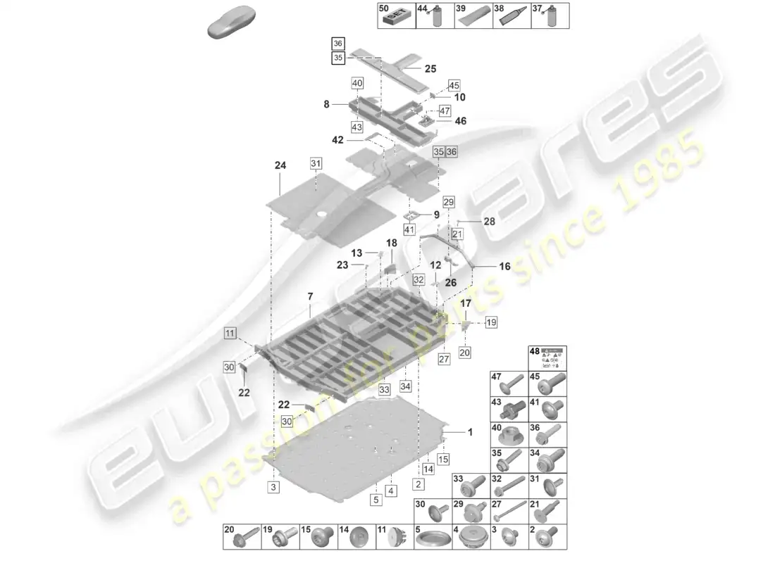 porsche 2022 (taycan 9j1-1) spare battery electric drive housing parts diagram