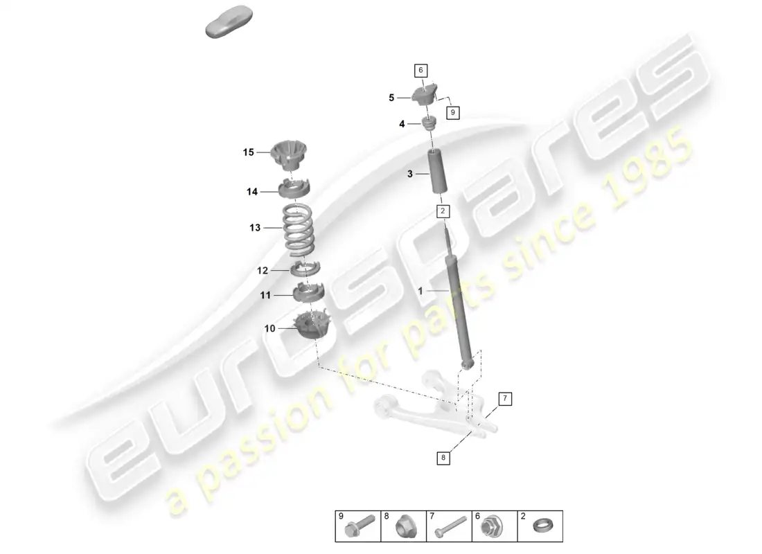 porsche 2022 (taycan 9j1-1) suspension strut complete shock absorbers individual parts parts diagram