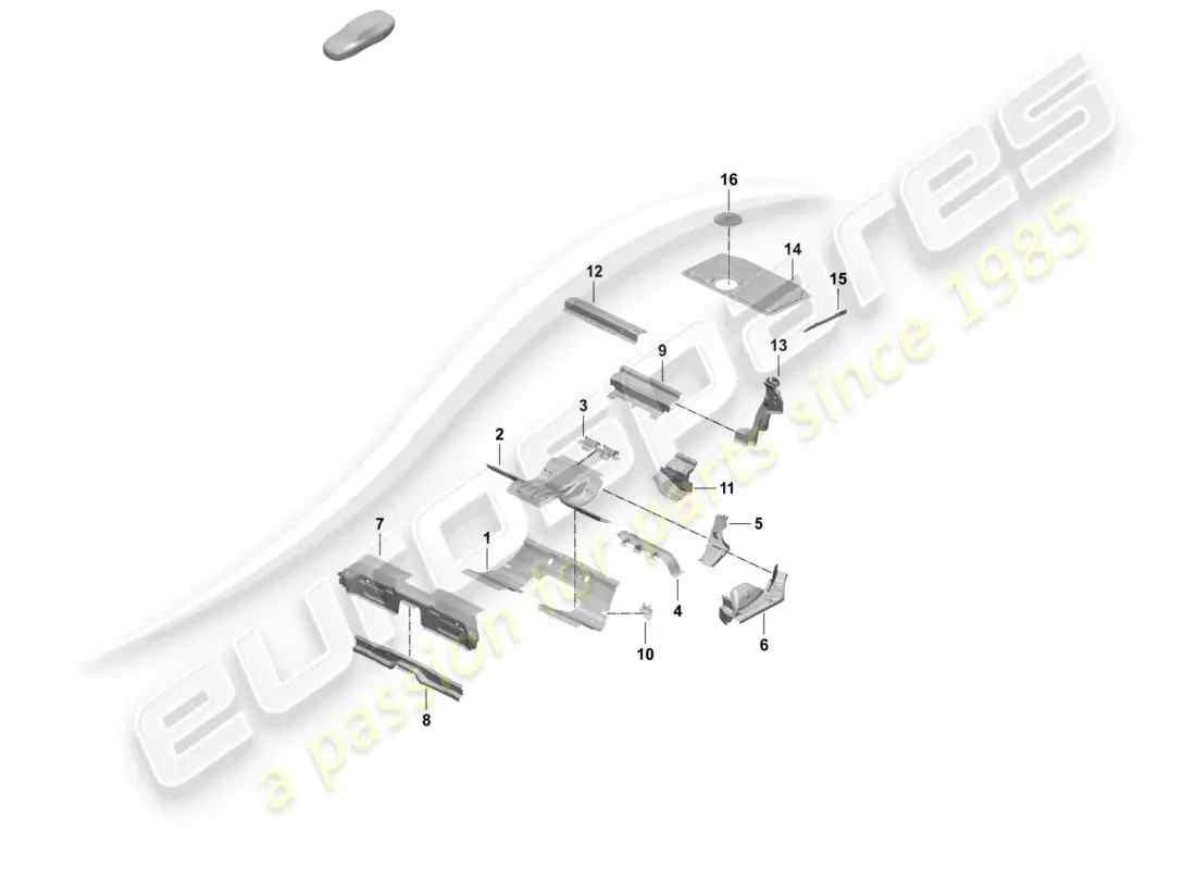 porsche 2025 (taycan 9j1-2) rear end rear bottom plate seat support part diagram