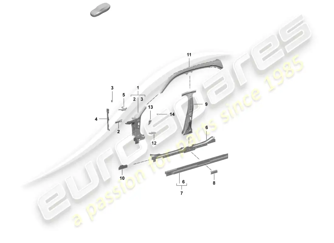 porsche 2025 (taycan 9j1-2) side panel, inner front, outer part diagram