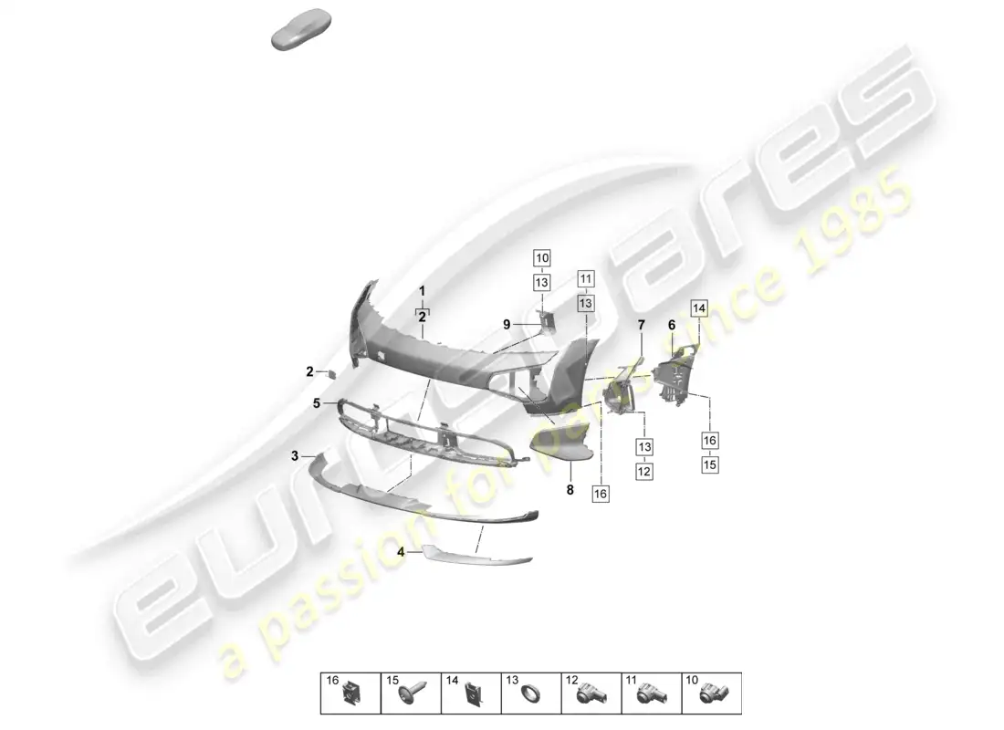 porsche 2025 (taycan 9j1-2) bumper front part diagram