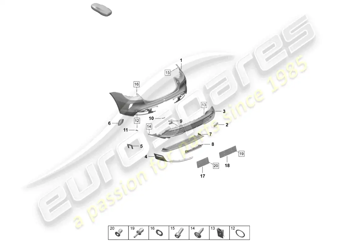 porsche 2025 (taycan 9j1-2) bumper rear special model part diagram