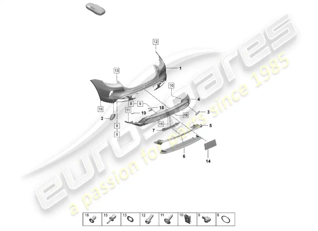 porsche 2025 (taycan 9j1-2) bumper rear turbo part diagram