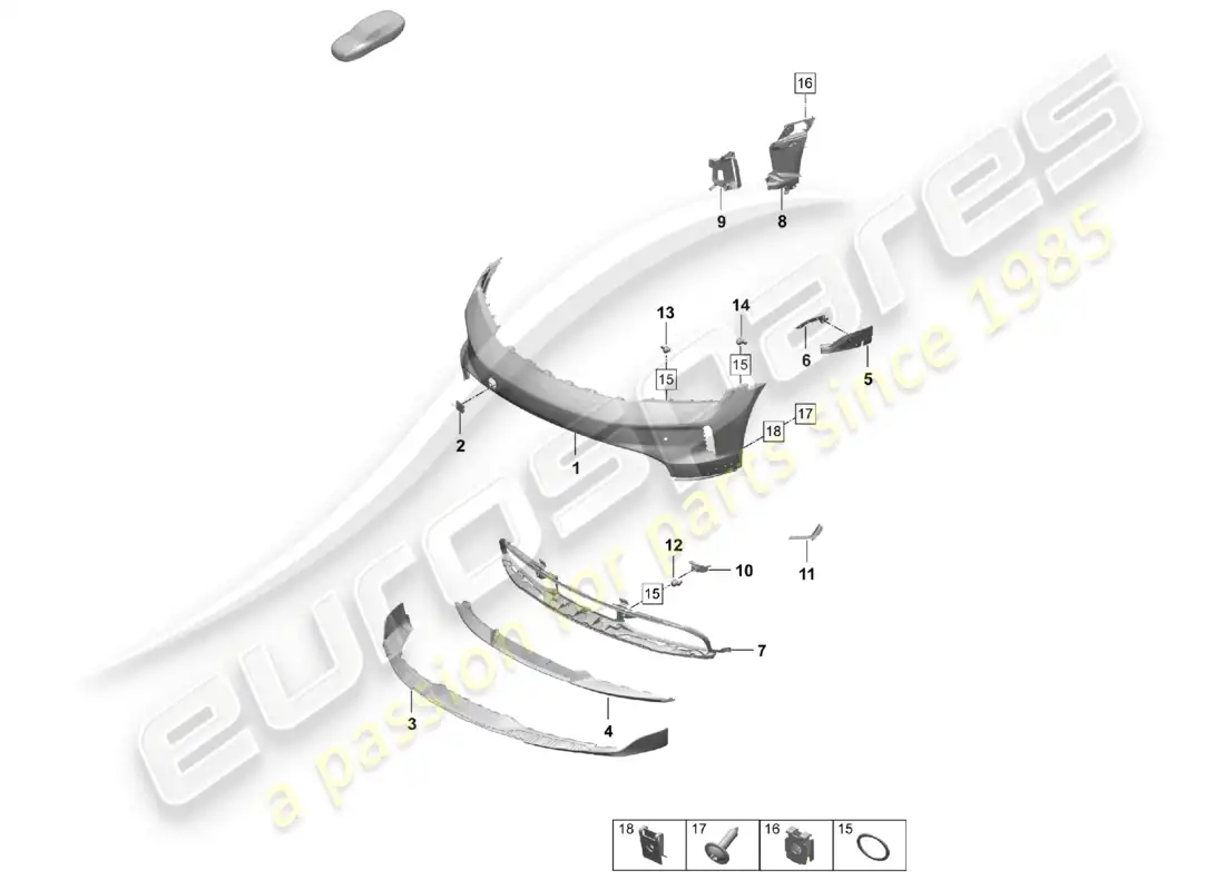 porsche 2025 (taycan 9j1-2) bumper front taycan cross turismo offroad design package part diagram