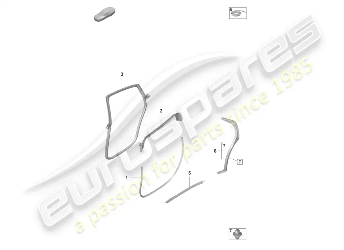 porsche 2021 (taycan 9j1-1) doors rear accessories gaskets parts diagram