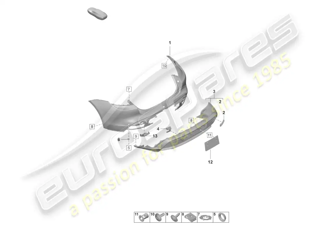 porsche 2021 (taycan 9j1-1) bumper rear for equipment variant: basic sport turismo st parts diagram