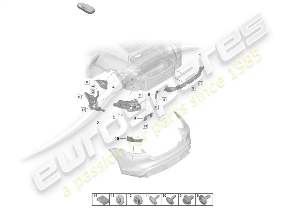 porsche 2021 (taycan 9j1-1) fasteners rear bumper parts diagram