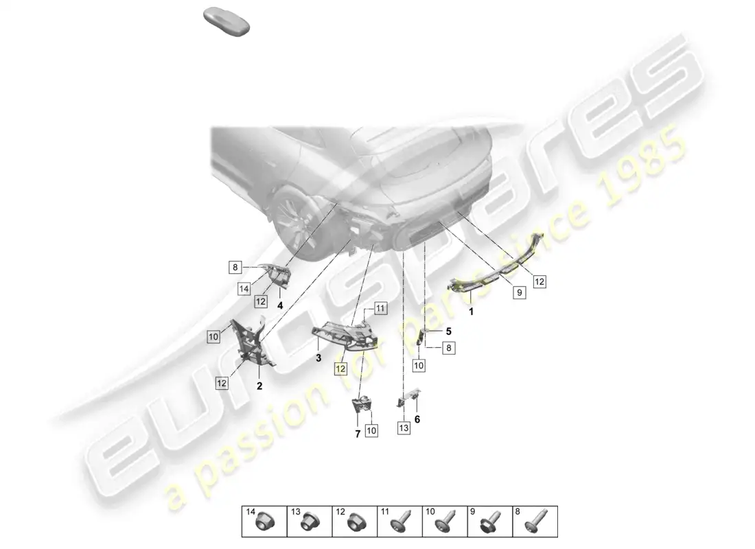 porsche 2026 (taycan 9j1-2) fasteners rear bumper parts diagram