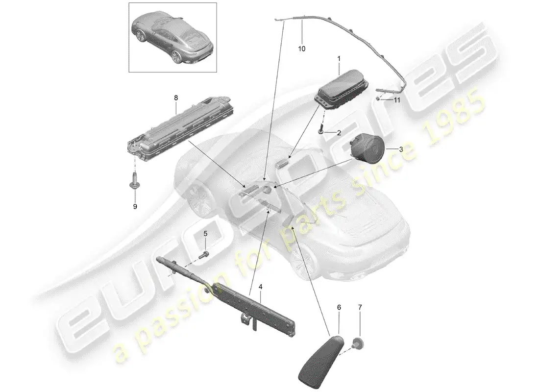 porsche 2018 (991-2 turbo) airbag parts diagram