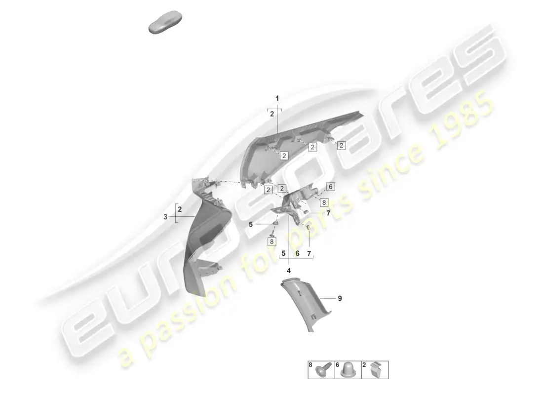 porsche 2025 (taycan 9j1-2) c-pillar trim parts diagram