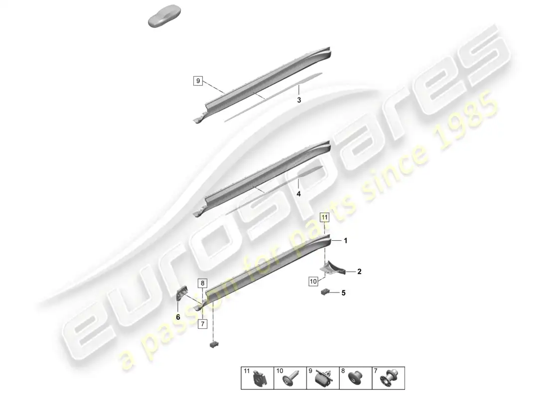 porsche 2025 (taycan 9j1-2) side member trim accessories parts diagram