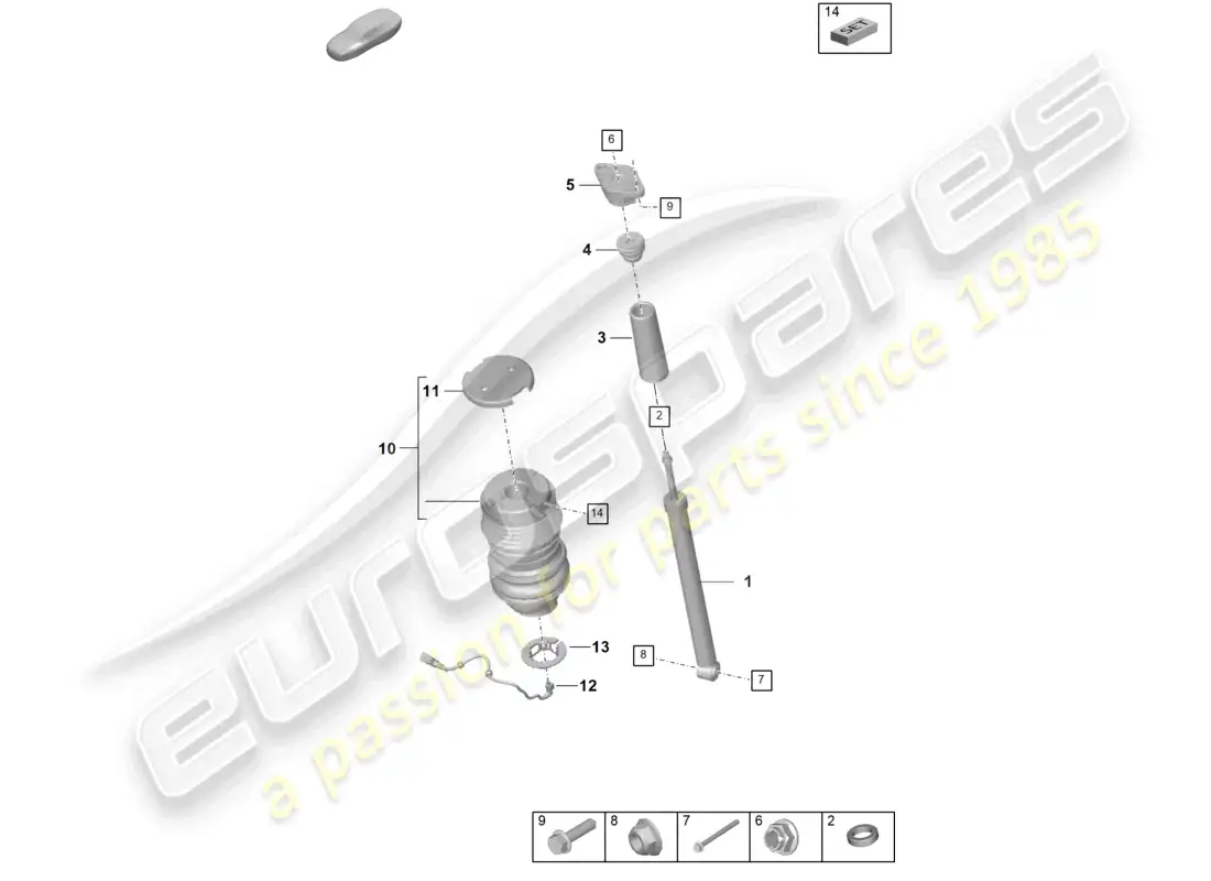 porsche 2022 (taycan 9j1-1) gas strut parts diagram
