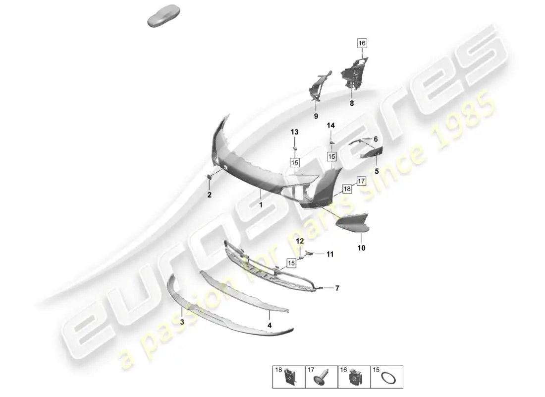 porsche 2025 (taycan 9j1-2) bumper front taycan cross turismo turbo offroad design package part diagram
