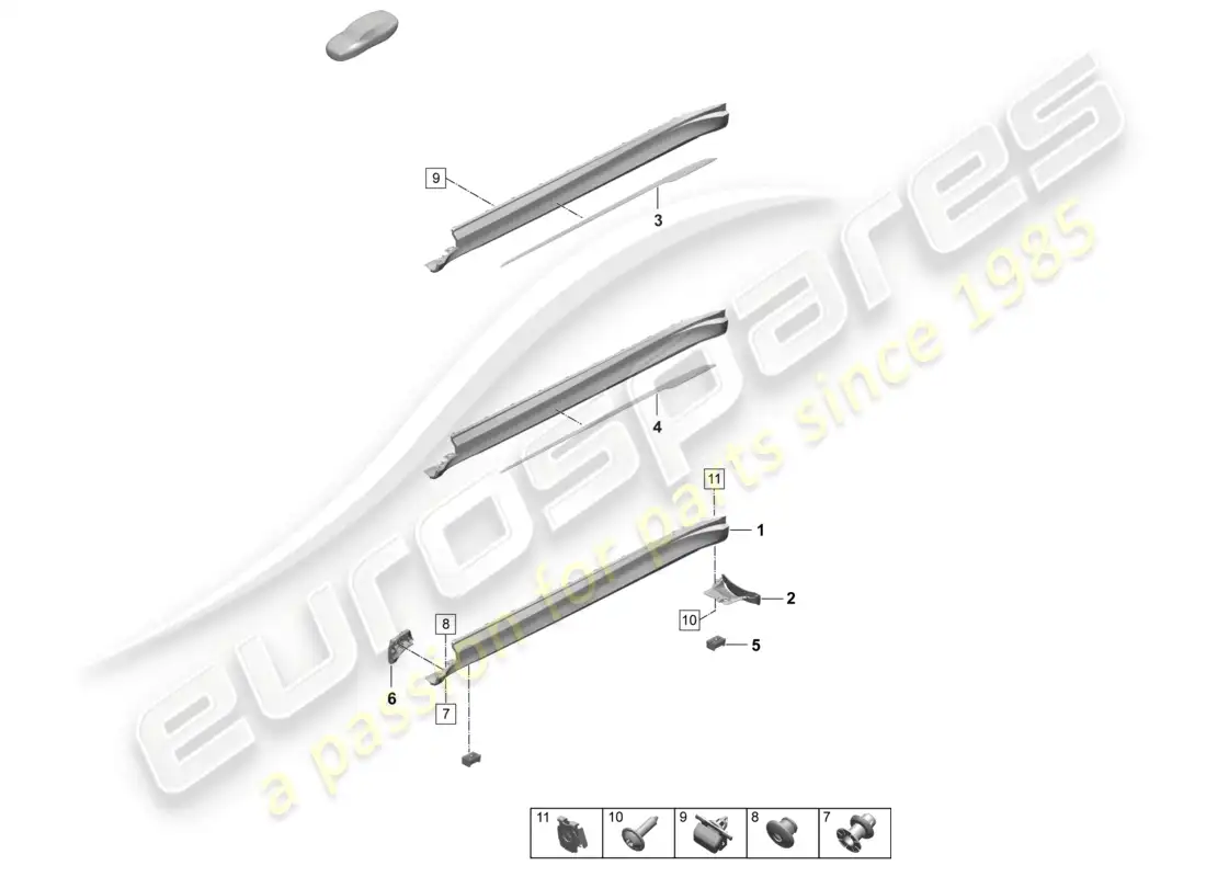 porsche 2025 (taycan 9j1-2) side member trim accessories parts diagram