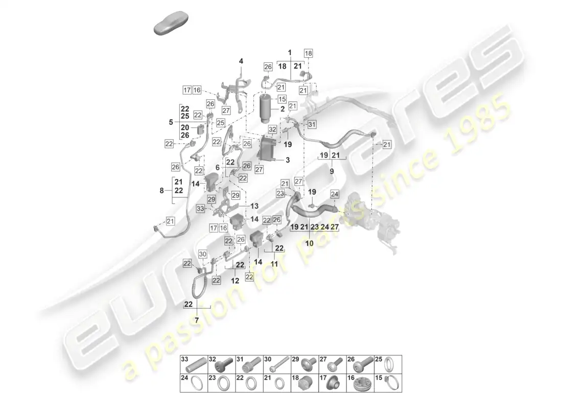 porsche 2023 (taycan 9j1-1) air conditioning refrigerant line dryer insert with attachment parts with: heat pump r1234yf coolant parts diagram