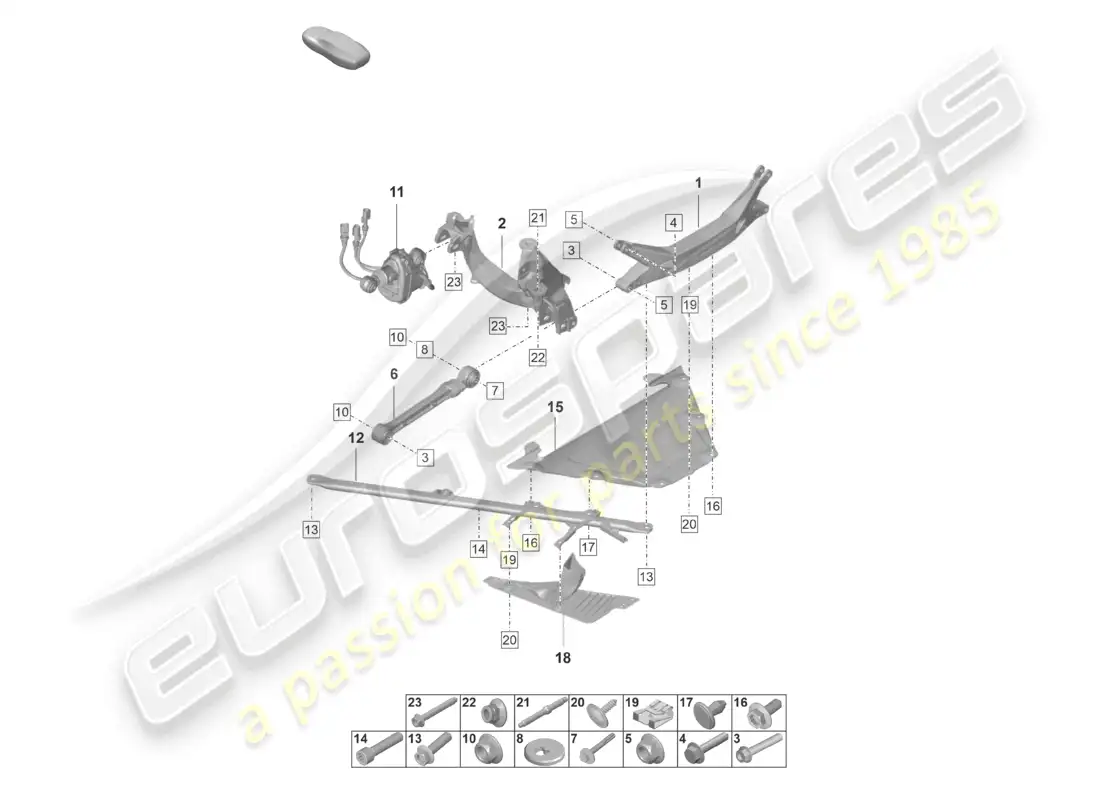 porsche 2025 (992-2 gt3/rs/st) rear axle cross member parts diagram