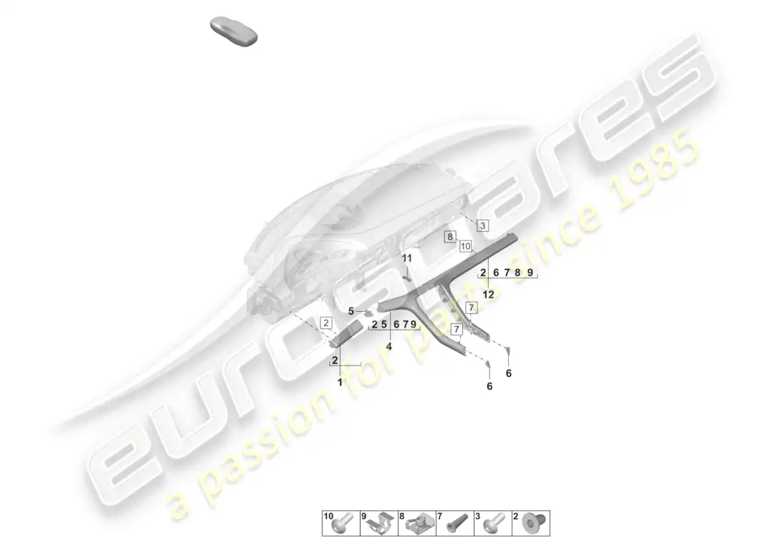 porsche 2021 (taycan 9j1-1) cover and trim front for dashboard parts diagram