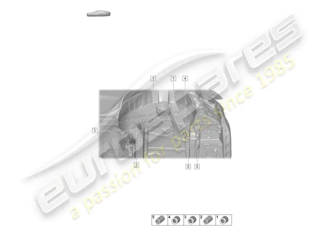 porsche 2021 (taycan 9j1-1) rear end rear side member cross member w/ axle support parts diagram