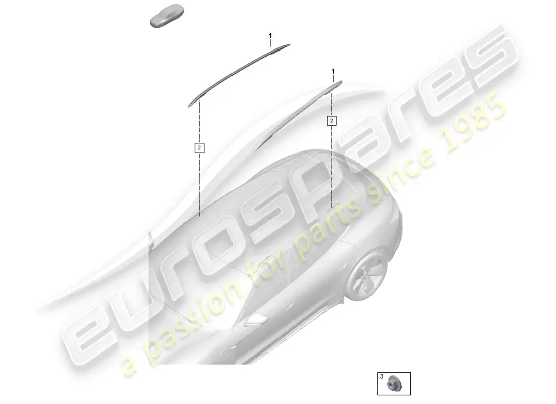 porsche 2020 (taycan 9j1-1) roof rail parts diagram
