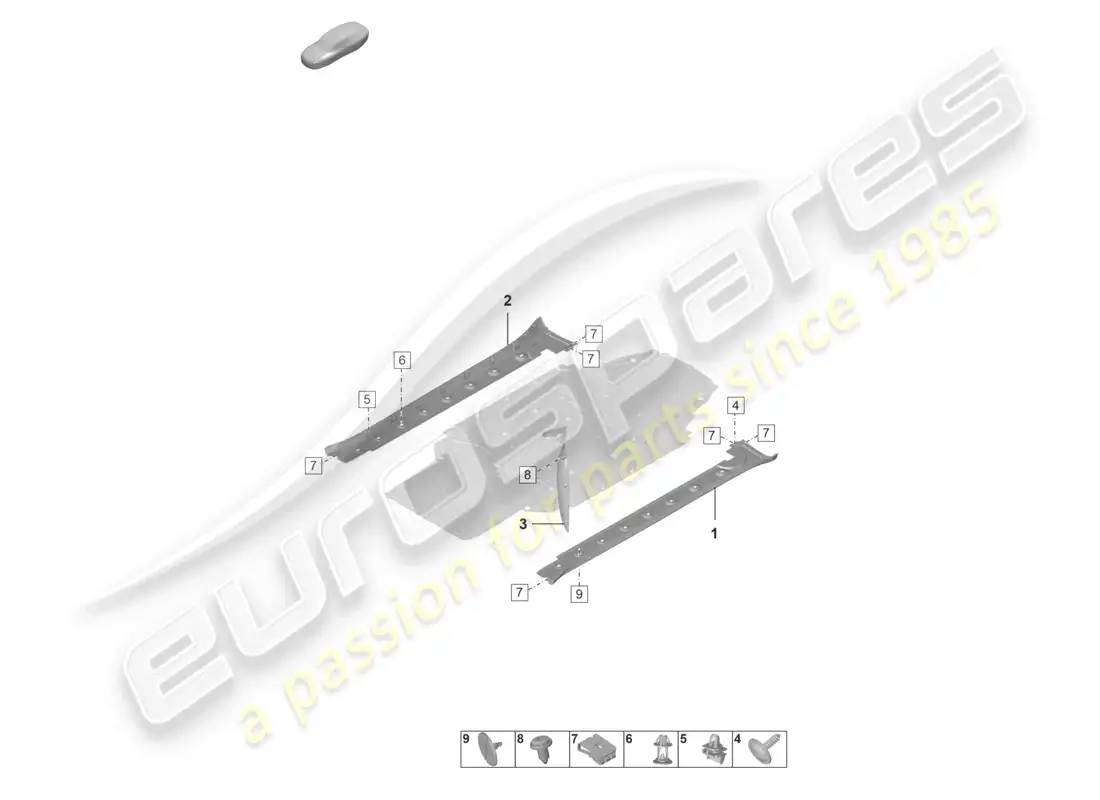 porsche 2021 (992-1 gt3/rs/st) side member trim outer parts diagram