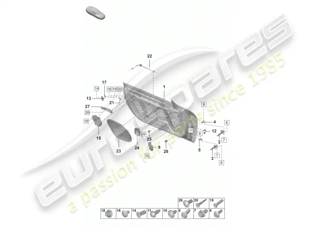porsche 2022 (992-1 gt3/rs/st) door shell parts diagram