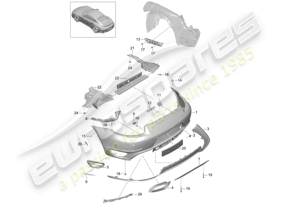 porsche 2018 (991-2 turbo) bumper parts diagram