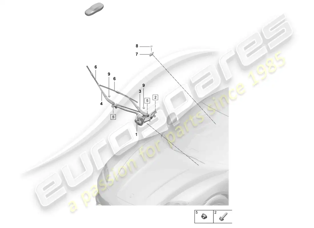 porsche 2026 (taycan 9j1-2) windscreen wiper system, compl front rain sensor parts diagram