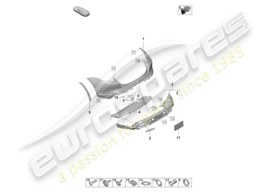 porsche 2021 (taycan 9j1-1) bumper rear for equipment variant: basic cross turismo parts diagram