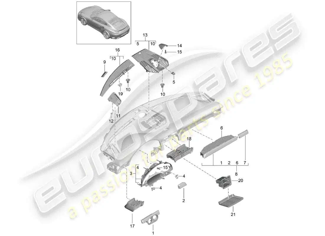 porsche 2018 (991-2 turbo) accessories parts diagram