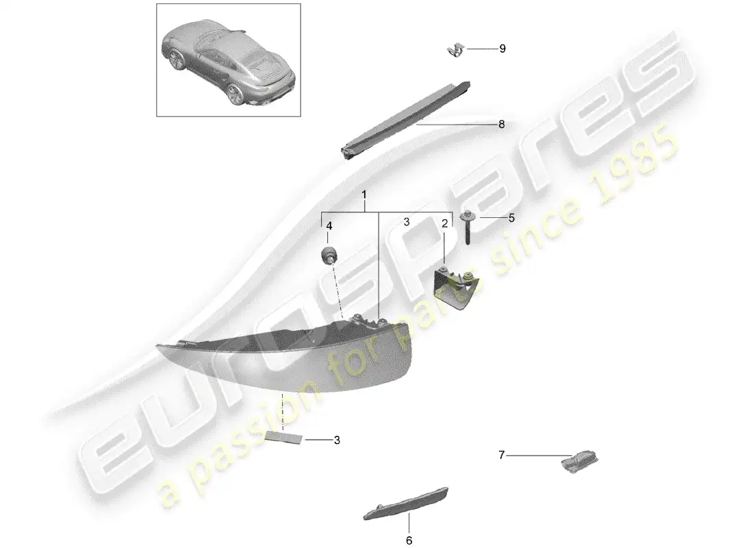 porsche 2018 (991-2 turbo) rear light parts diagram
