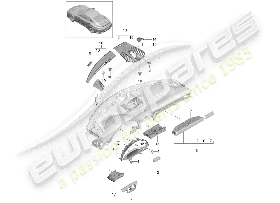 porsche 2018 (991-2 turbo) accessories parts diagram