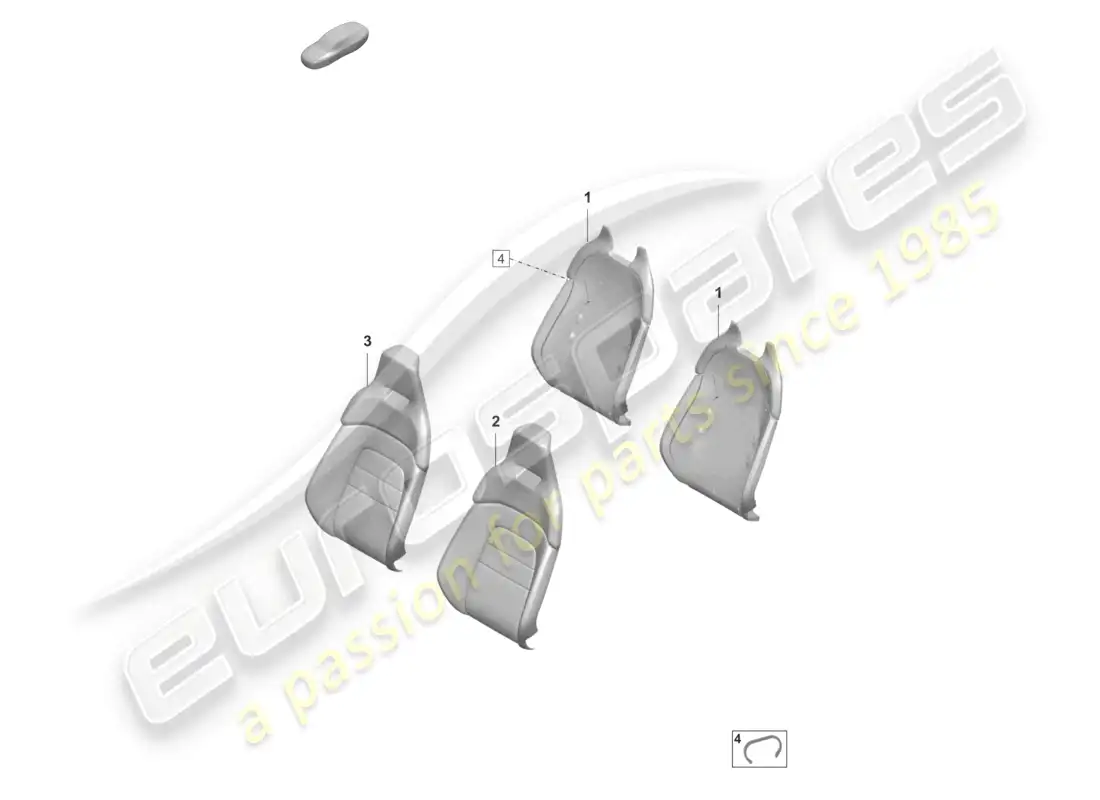 porsche 2021 (taycan 9j1-1) foam sect. for rest side supp. backrest cover comfort seat for models with seat venti- lation parts diagram