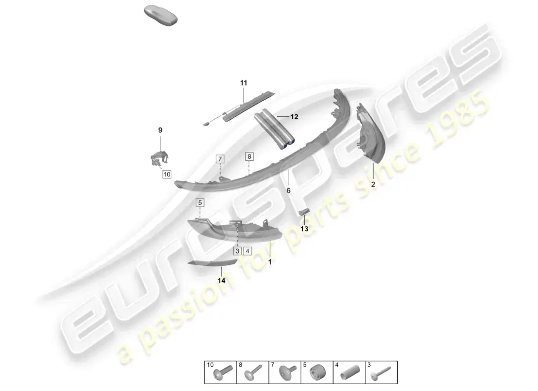 porsche 2026 (992-2 gt3/rs/st) rear light additional brake light licence plate light parts diagram