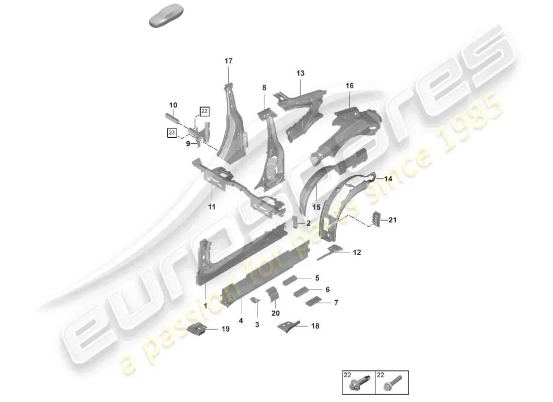 porsche 2022 (992-1 gt3/rs/st) sill inner side part gt3rs parts diagram