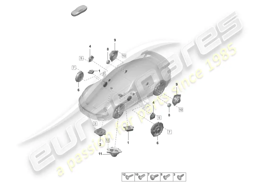 porsche 2022 (992-1 gt3/rs/st) loudspeaker parts diagram