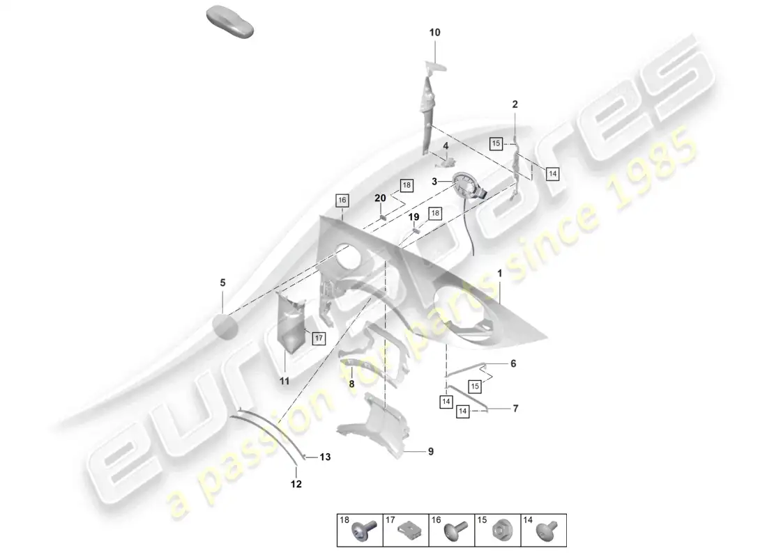 porsche 2022 (992-1 gt3/rs/st) wing parts diagram