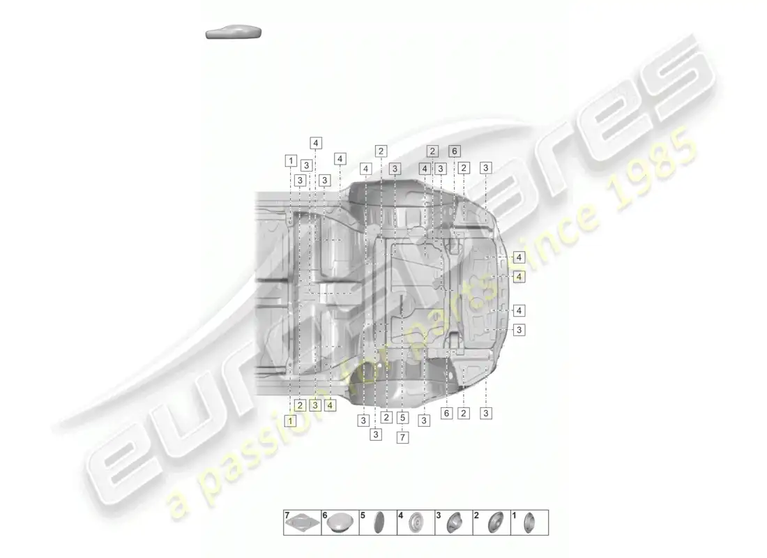 porsche 2022 (taycan 9j1-1) underbody lower rear parts diagram