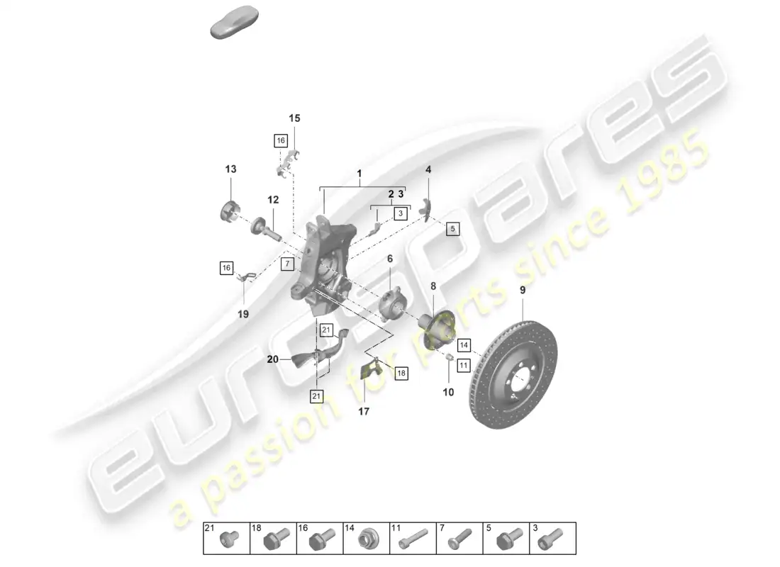 porsche 2022 (992-1 gt3/rs/st) wheel carrier wheel hub parts diagram