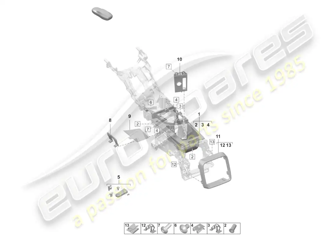 porsche 2021 (taycan 9j1-1) stowage compartment trim rear parts diagram