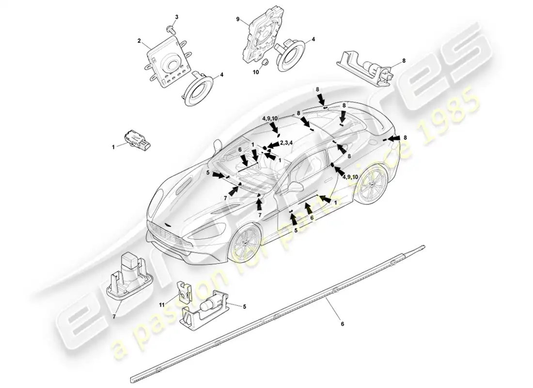 aston martin vanquish (2014) courtesy lighting parts diagram