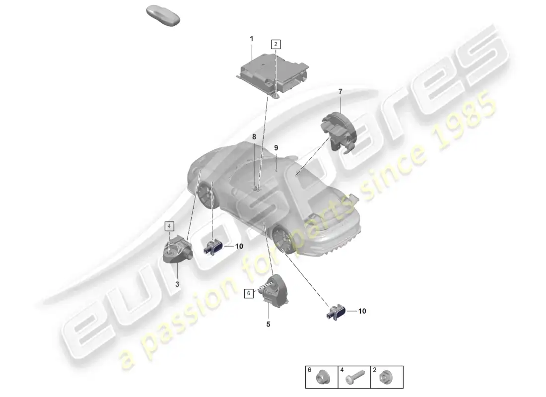 porsche 2022 (992-1 gt3/rs/st) control unit for airbag crash sensor for airbag parts diagram