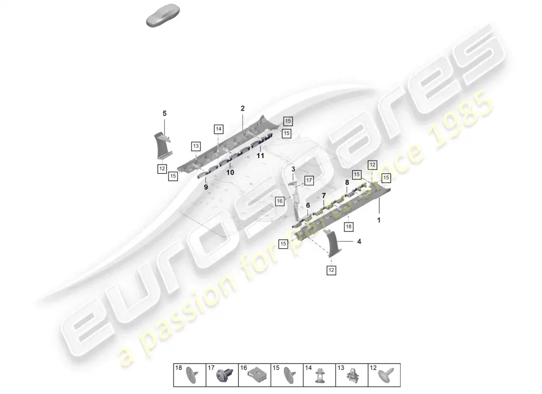 porsche 2021 (992-1 gt3/rs/st) side member trim outer parts diagram